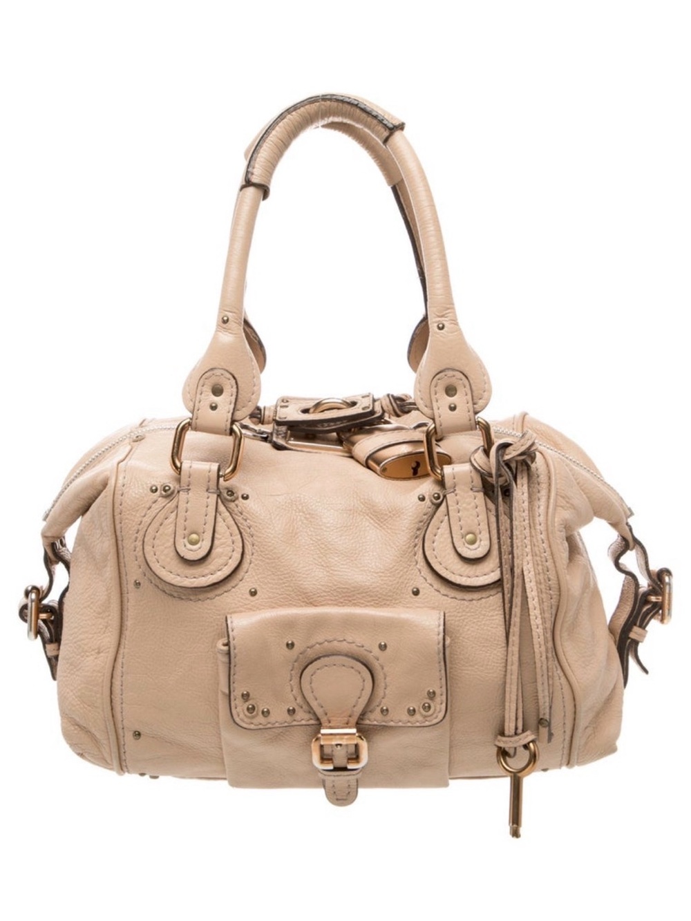 Authentic Chloe Beige Leather Paddington Handbag